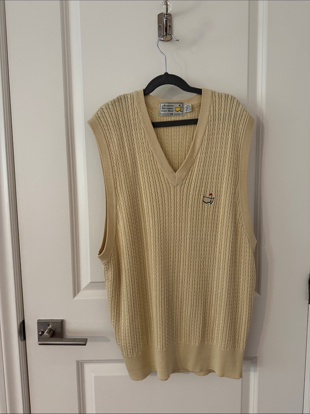 Men's Cream Cable Knit V-Neck Sweater Vest